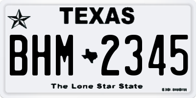 TX license plate BHM2345