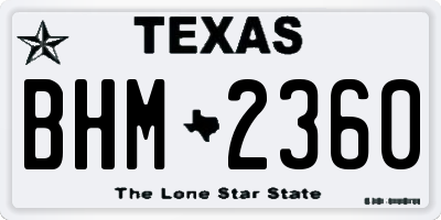 TX license plate BHM2360