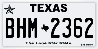 TX license plate BHM2362