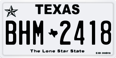 TX license plate BHM2418