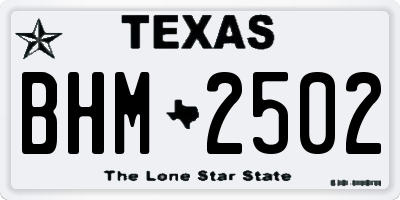 TX license plate BHM2502
