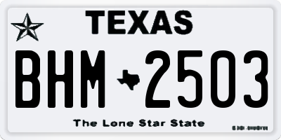 TX license plate BHM2503