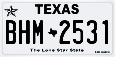 TX license plate BHM2531