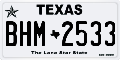 TX license plate BHM2533