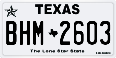 TX license plate BHM2603