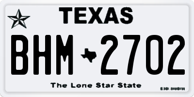 TX license plate BHM2702