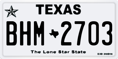 TX license plate BHM2703