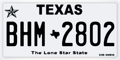 TX license plate BHM2802