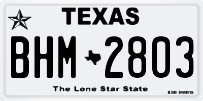 TX license plate BHM2803