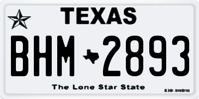 TX license plate BHM2893