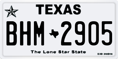 TX license plate BHM2905