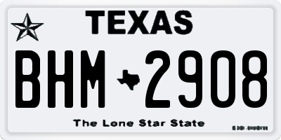 TX license plate BHM2908