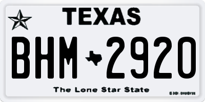 TX license plate BHM2920