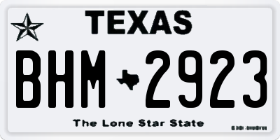 TX license plate BHM2923