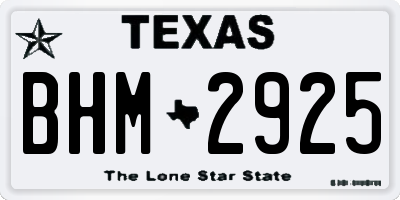 TX license plate BHM2925