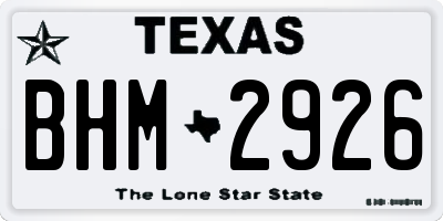 TX license plate BHM2926
