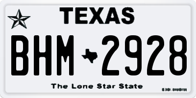 TX license plate BHM2928