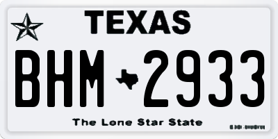 TX license plate BHM2933