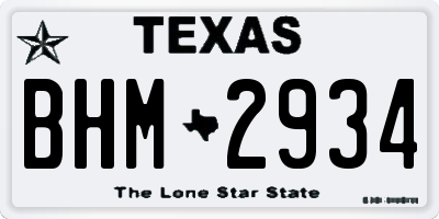 TX license plate BHM2934