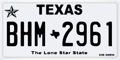 TX license plate BHM2961