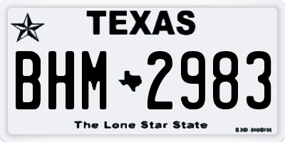 TX license plate BHM2983