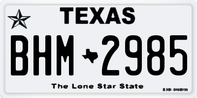 TX license plate BHM2985