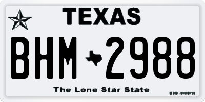TX license plate BHM2988
