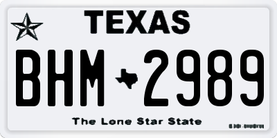 TX license plate BHM2989
