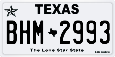 TX license plate BHM2993