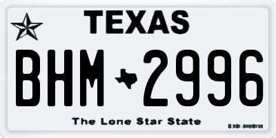 TX license plate BHM2996