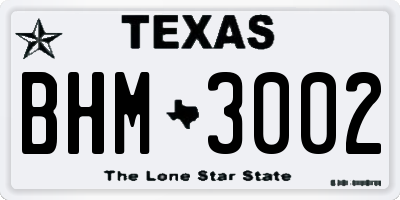 TX license plate BHM3002
