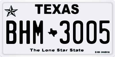 TX license plate BHM3005