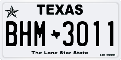 TX license plate BHM3011