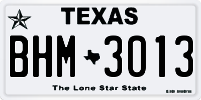 TX license plate BHM3013