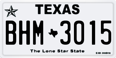 TX license plate BHM3015