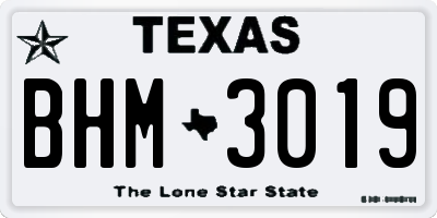 TX license plate BHM3019