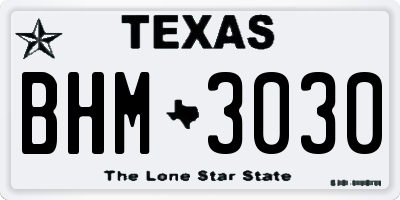 TX license plate BHM3030