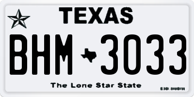 TX license plate BHM3033