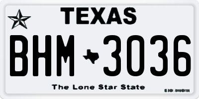 TX license plate BHM3036