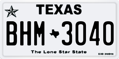 TX license plate BHM3040