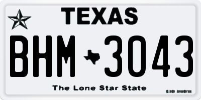 TX license plate BHM3043