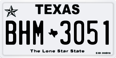 TX license plate BHM3051