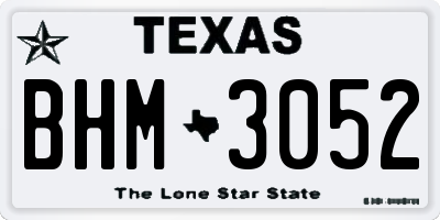 TX license plate BHM3052