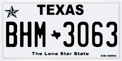 TX license plate BHM3063