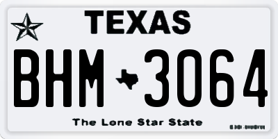 TX license plate BHM3064