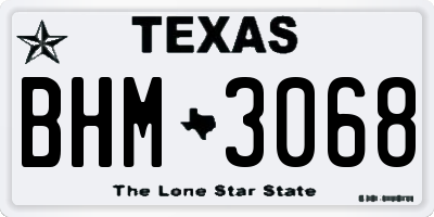 TX license plate BHM3068