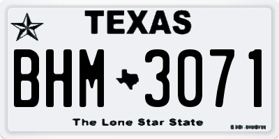 TX license plate BHM3071