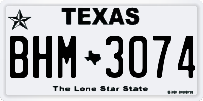TX license plate BHM3074