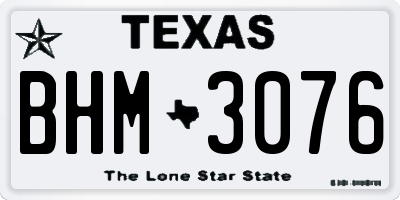 TX license plate BHM3076