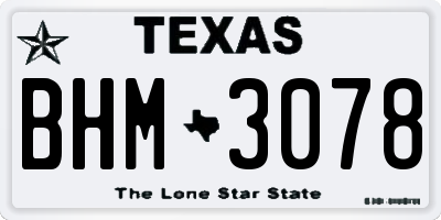 TX license plate BHM3078